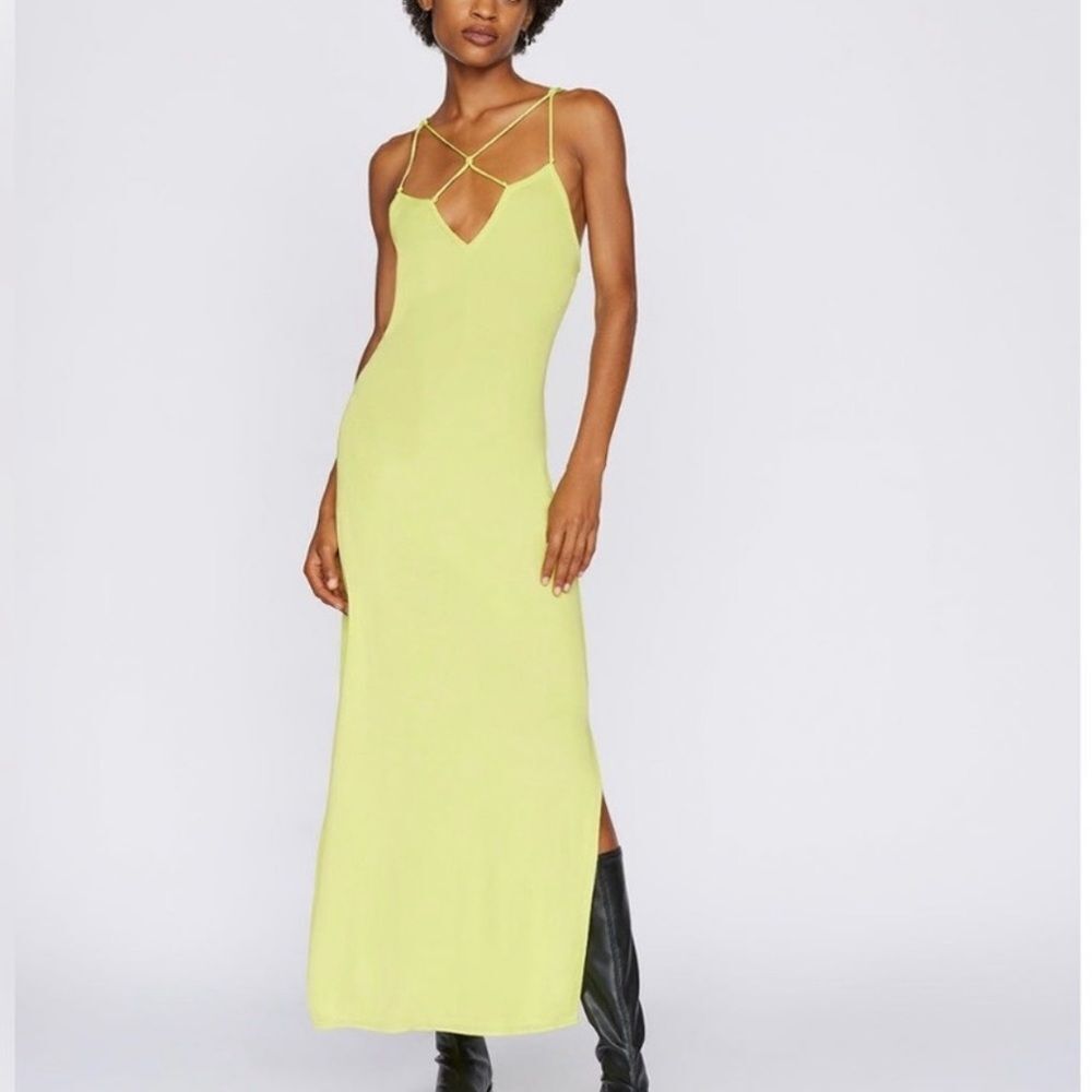 Frame Neck Long Dress L